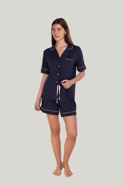 Sadie Bamboo Short Pj Set - Navy - image 1
