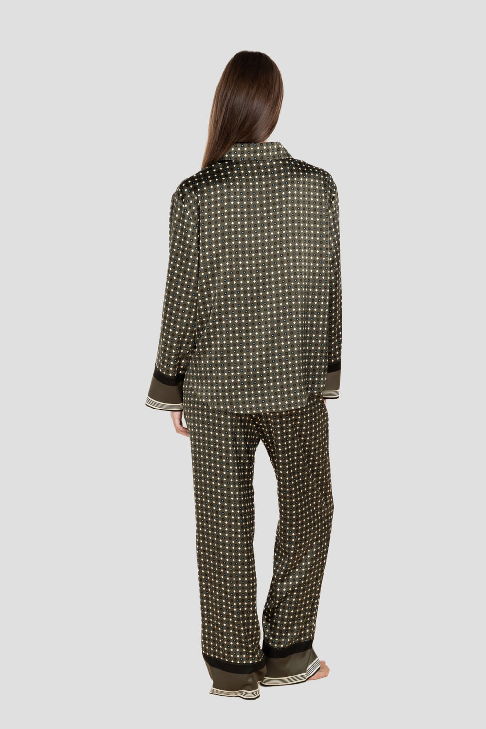 Scarlett Printed Silky Satin Pj Set - Olive - image 4