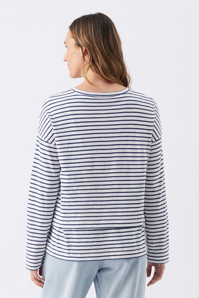 Claudette Long Sleeve Nursing Top - Navy/White - image 4