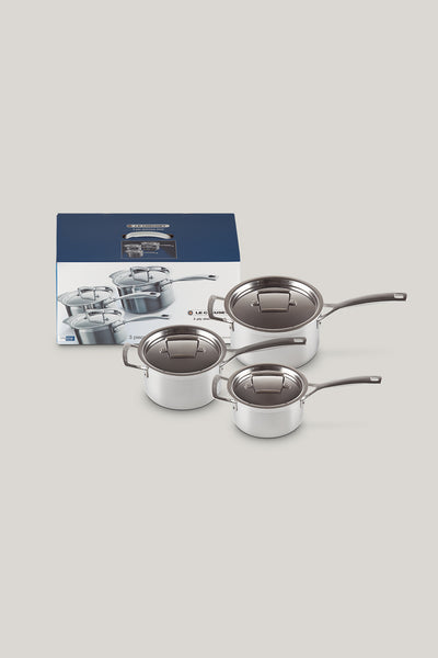 3ply Stainless Steel 3 Piece Saucepan Set - Stainless Steel - image 1
