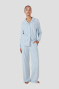 Emilia Ribbed Lounge Pj Set - Powder Blue - image 1