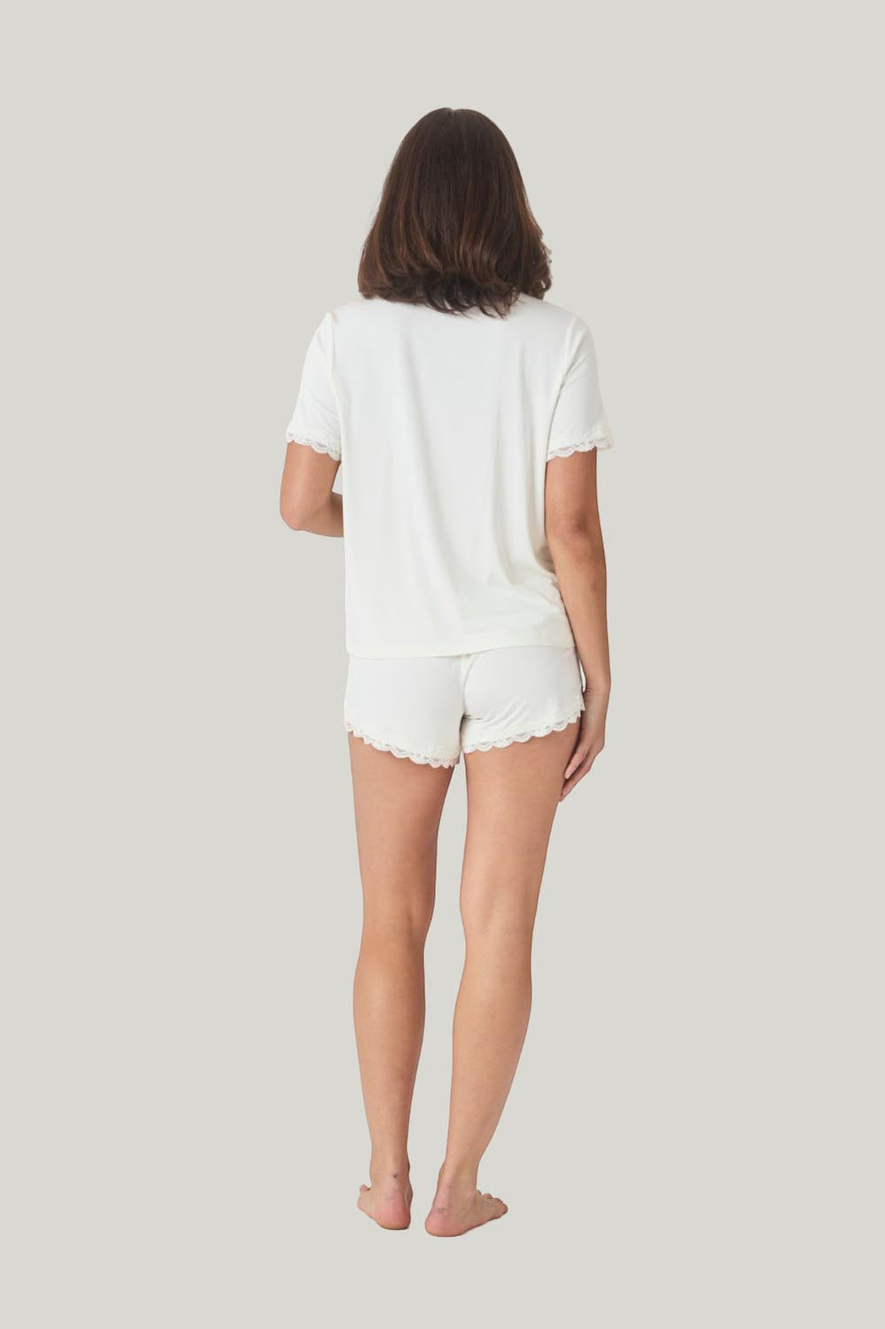 Joni Bamboo Short Set With Lace - Ecru - image 3
