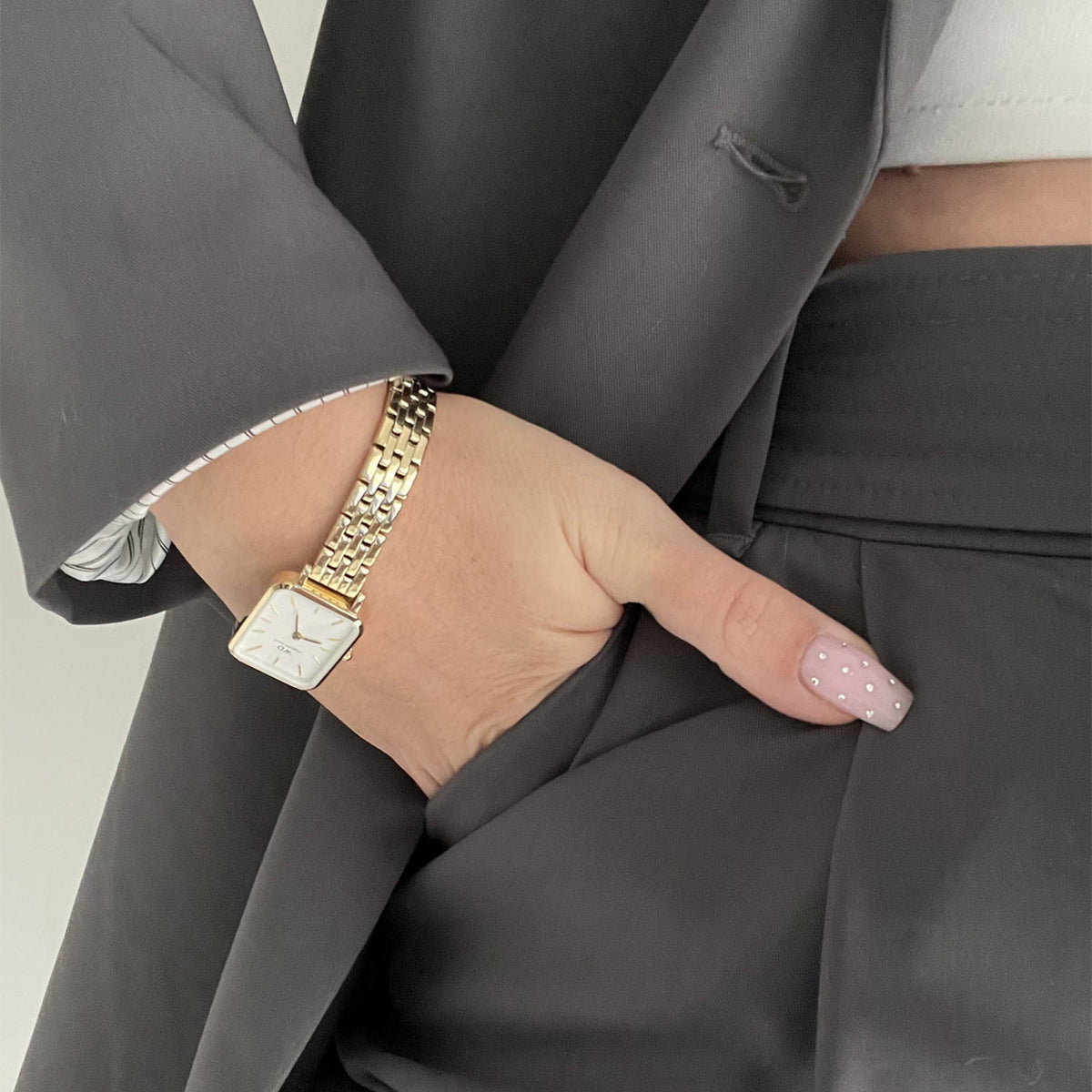 Quadro 20x26 5-link Gold & White Watch - Gold - image 2