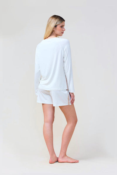 Solene Long Sleeve Top With Stripe - Ecru - image 4