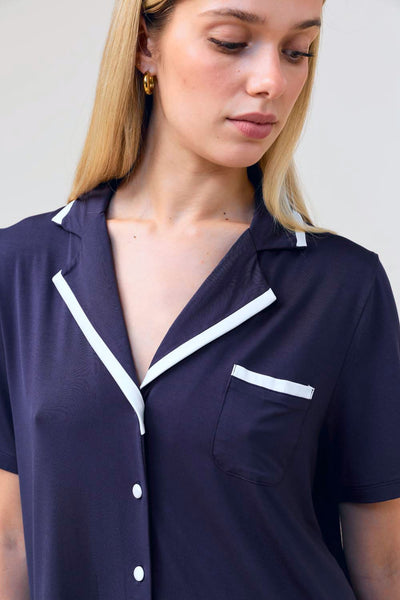 Allegra Short Bamboo Pj Set - Navy - image 4