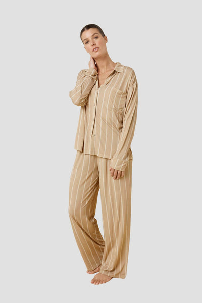 Harlow Bamboo Striped Pj Set - Biscuit - image 2