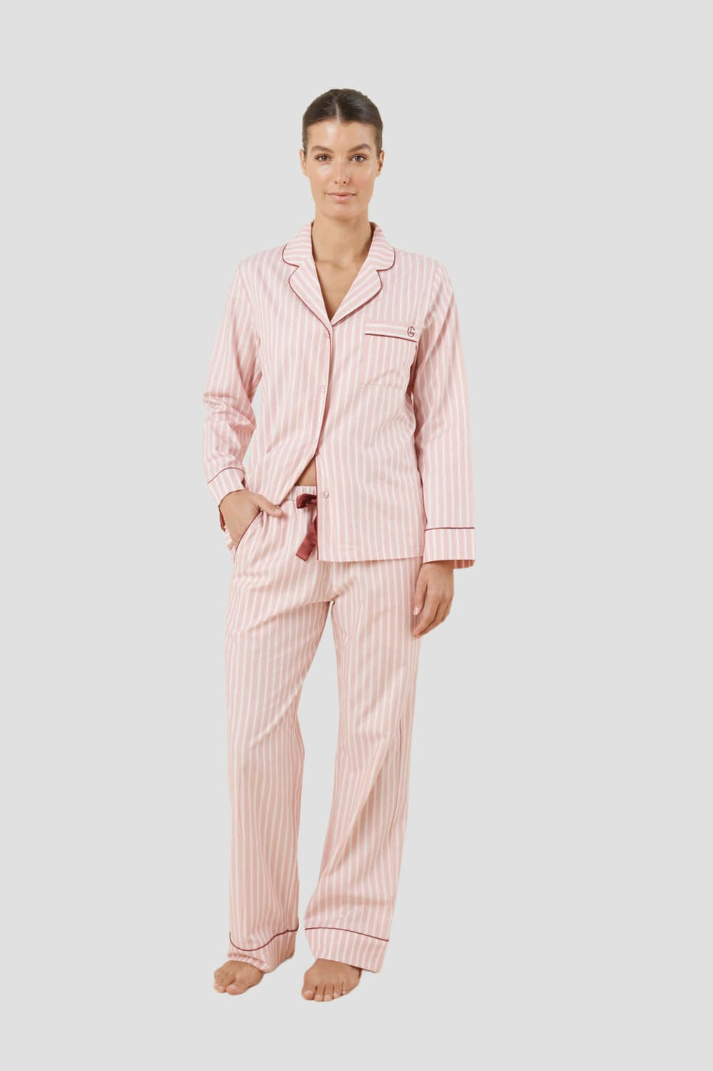 Octavia Cotton Stripe Pj Set - Pink - image 1