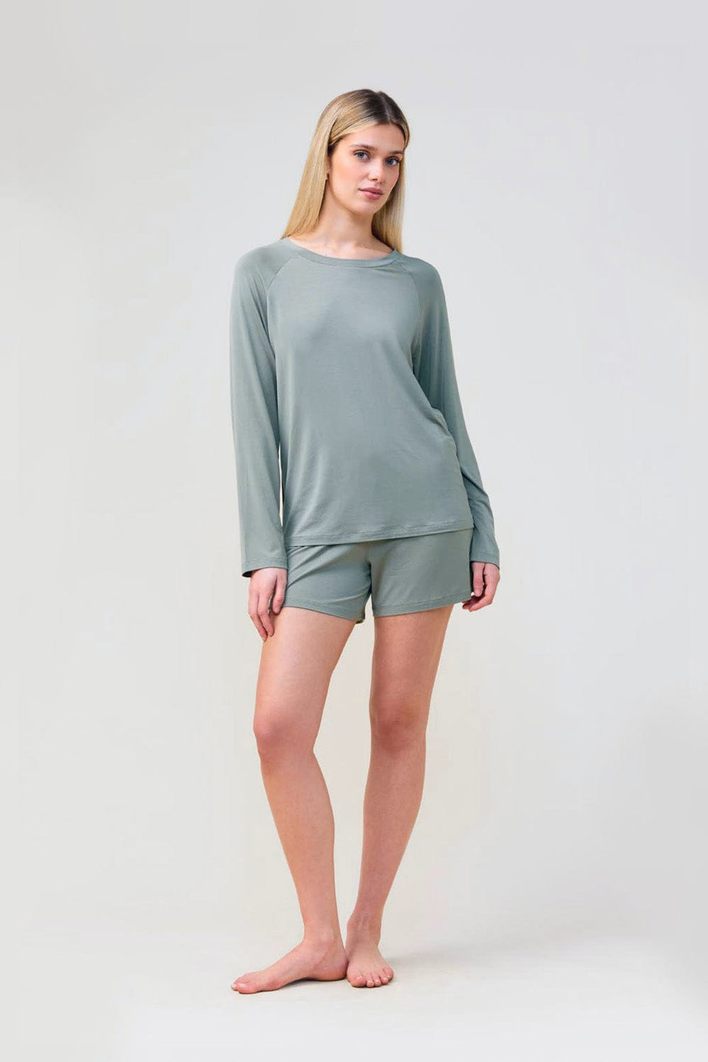 Solene Long Sleeve Top With Stripe - Olive - image 2