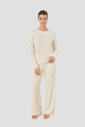 Ellie Lightweight Velour Cable Knit Set - Ivory - image 1
