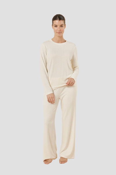 Ellie Lightweight Velour Cable Knit Set - Ivory - image 1