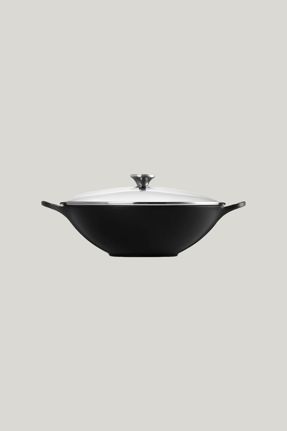 Cast Iron Wok With Glass Lid 32cm - Matte Black - image 2