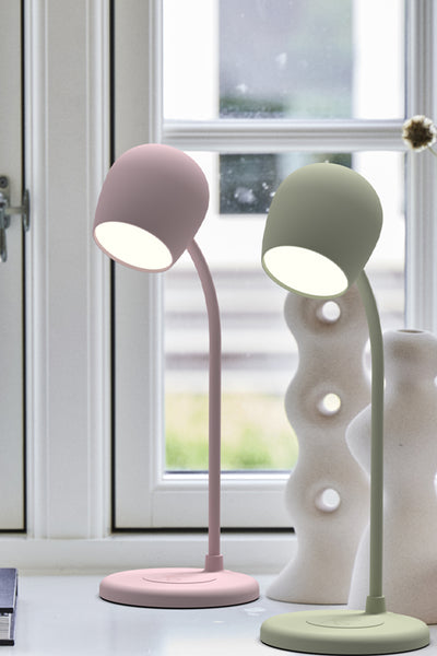 Ellie Smart Lamp With Bluetooth Speaker & Qi Wireless Charger - Dusty Rose - Pink - image 3