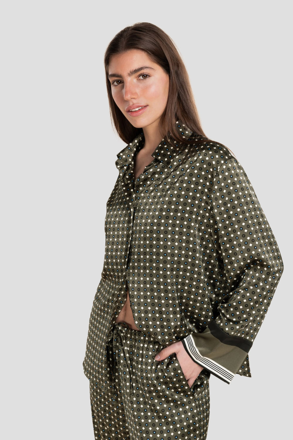 Scarlett Printed Silky Satin Pj Set - Olive - image 2