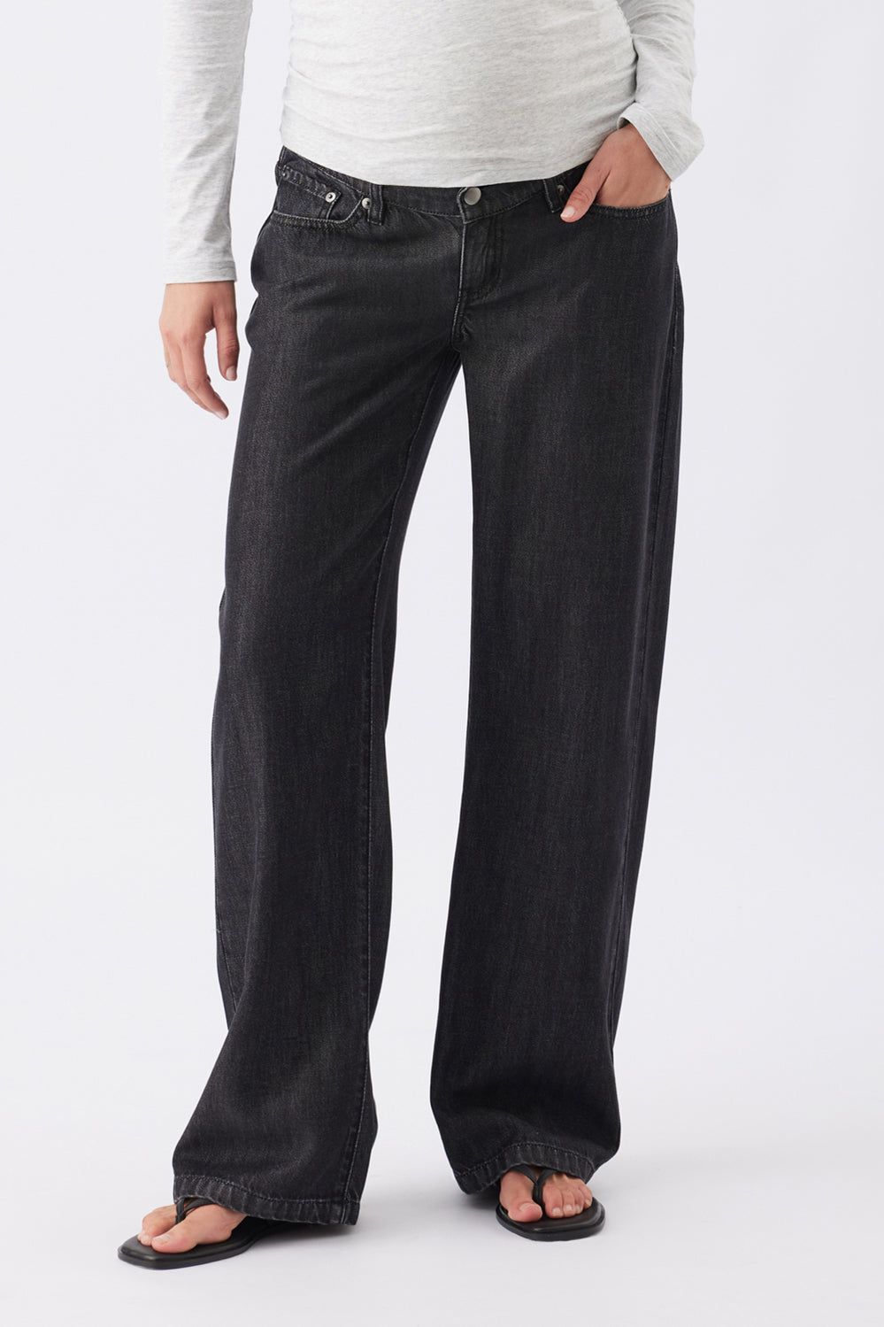 Billie Elastic Waist Maternity Jean - Black - image 1
