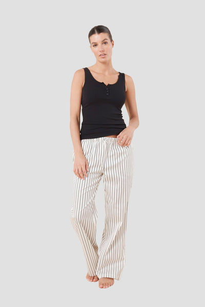 Willow Cotton Striped Pant - Ivory - image 1