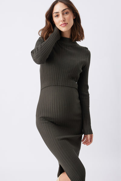 Nella Rib Nursing Knit Dress - Ivy - image 1