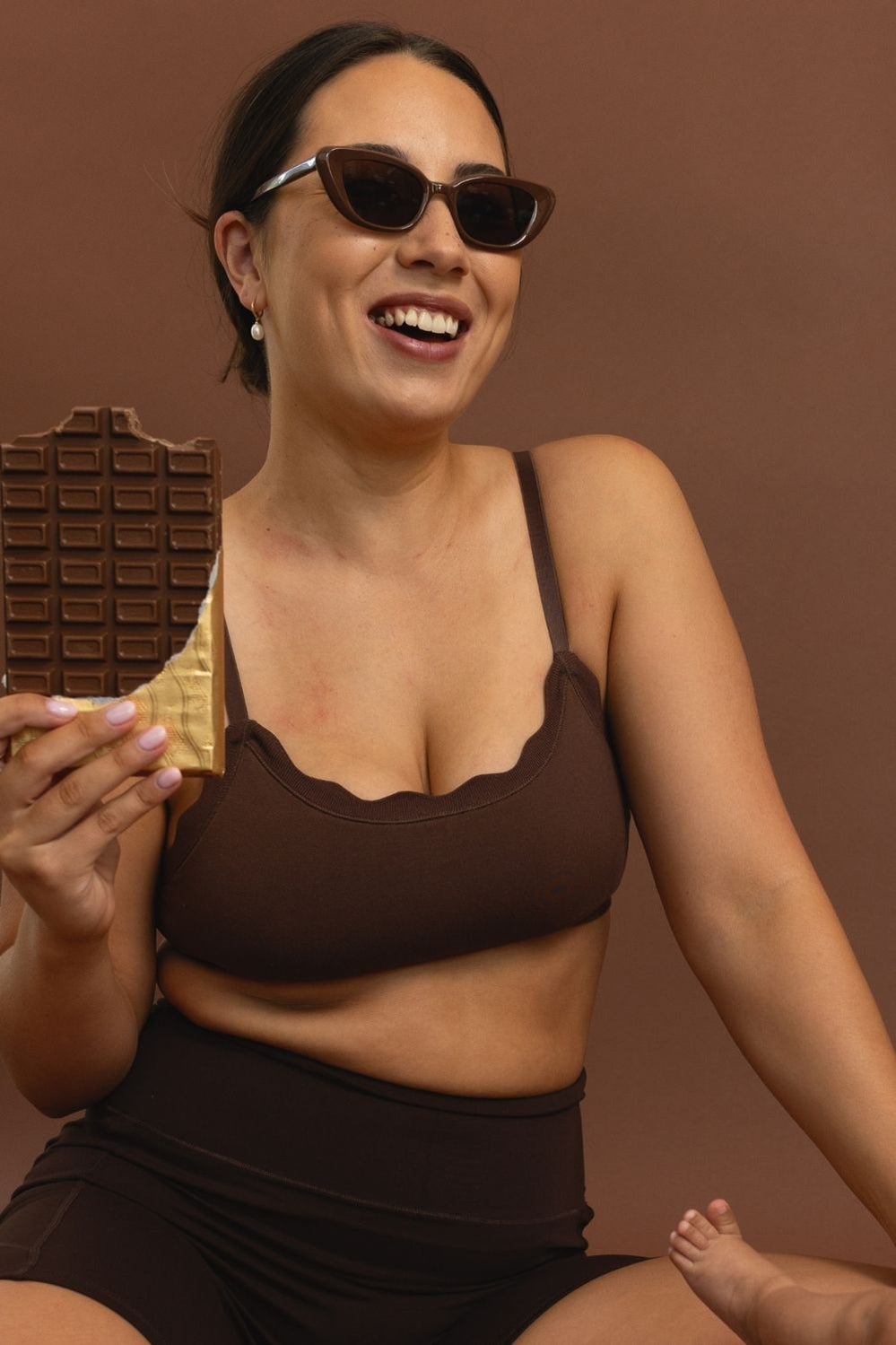 Leakproof Scallop Bandeau Maternity Bralette - Chocolate - image 2