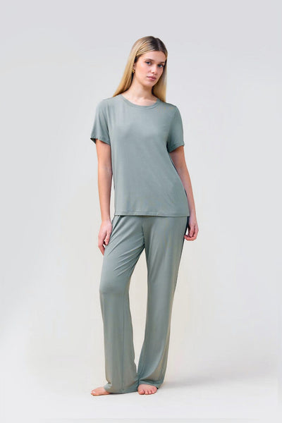 Bronte Bamboo Tshirt With Stripe - Olive - image 2