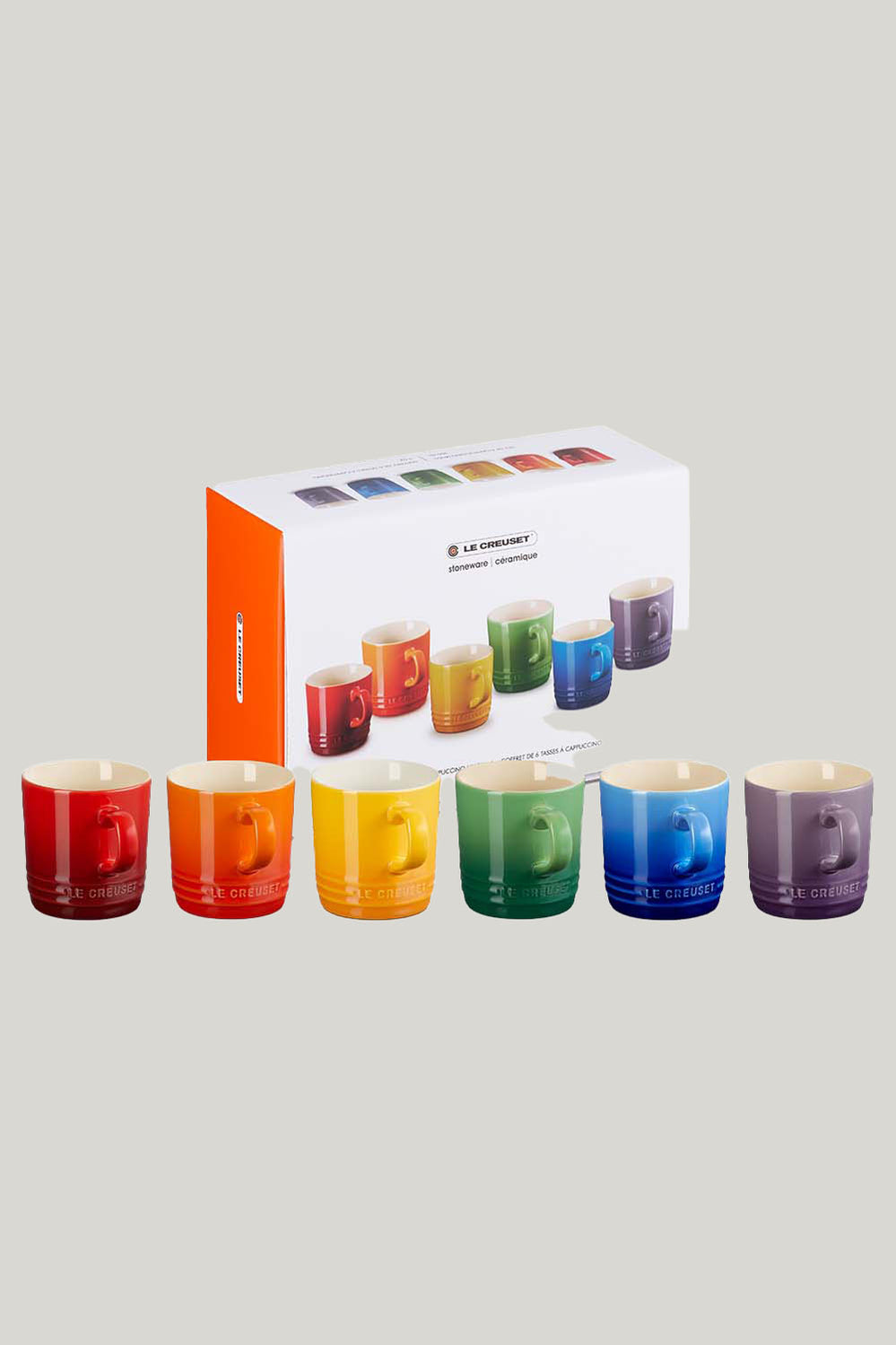 Stoneware Rainbow Set Of 6 Mugs 200ml - Rainbow - image 1