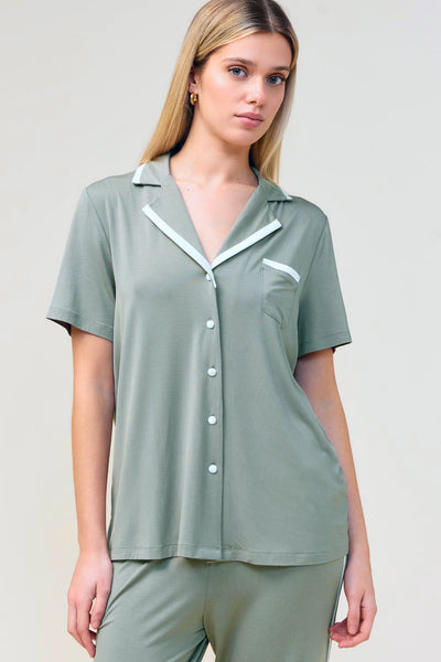 Vanessa Bamboo Long Pant Pj Set - Olive - image 4