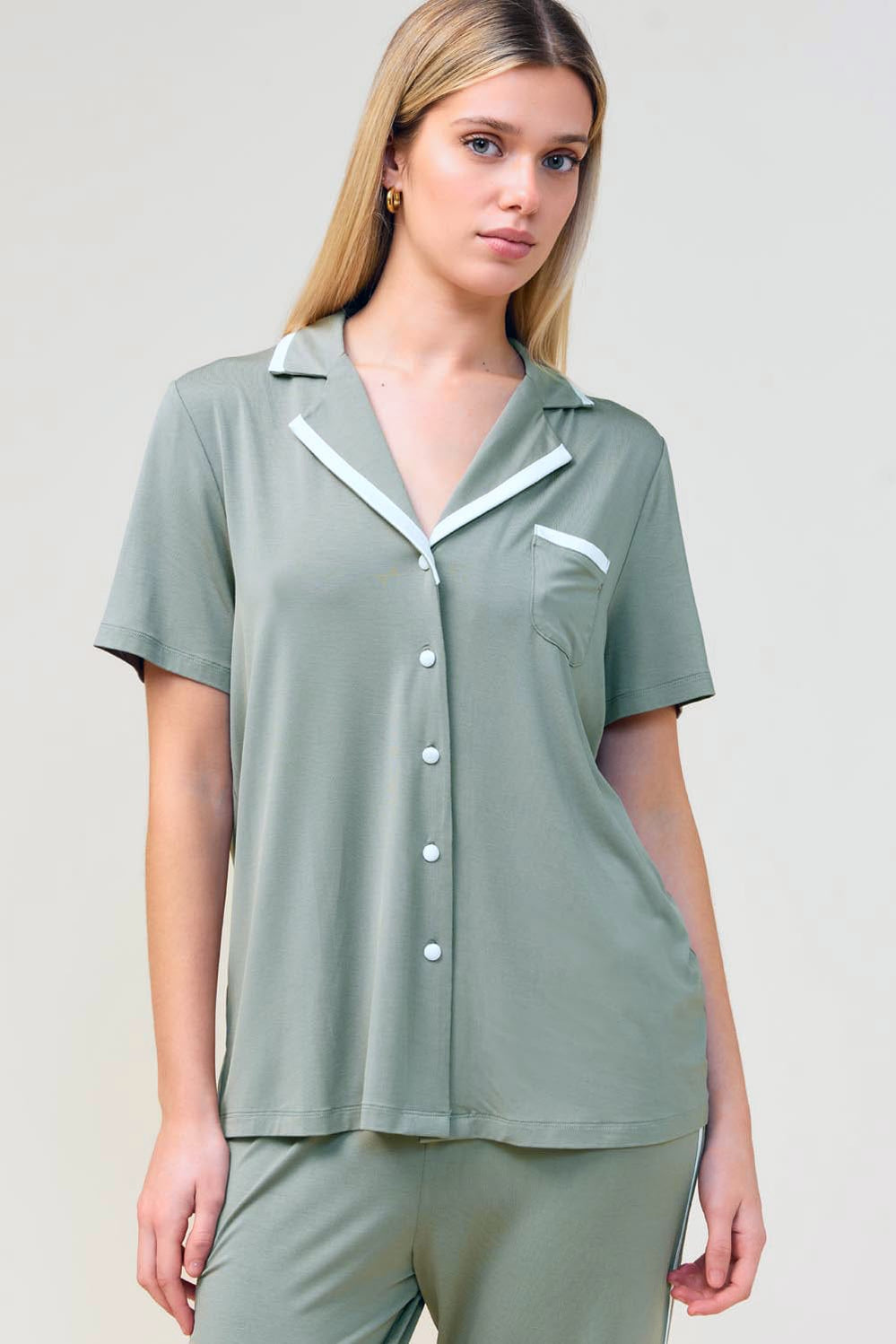 Vanessa Bamboo Long Pant Pj Set - Olive - image 4