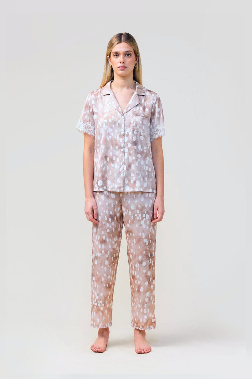 Millie Brown Spot Long Pj Set - Brown - image 4