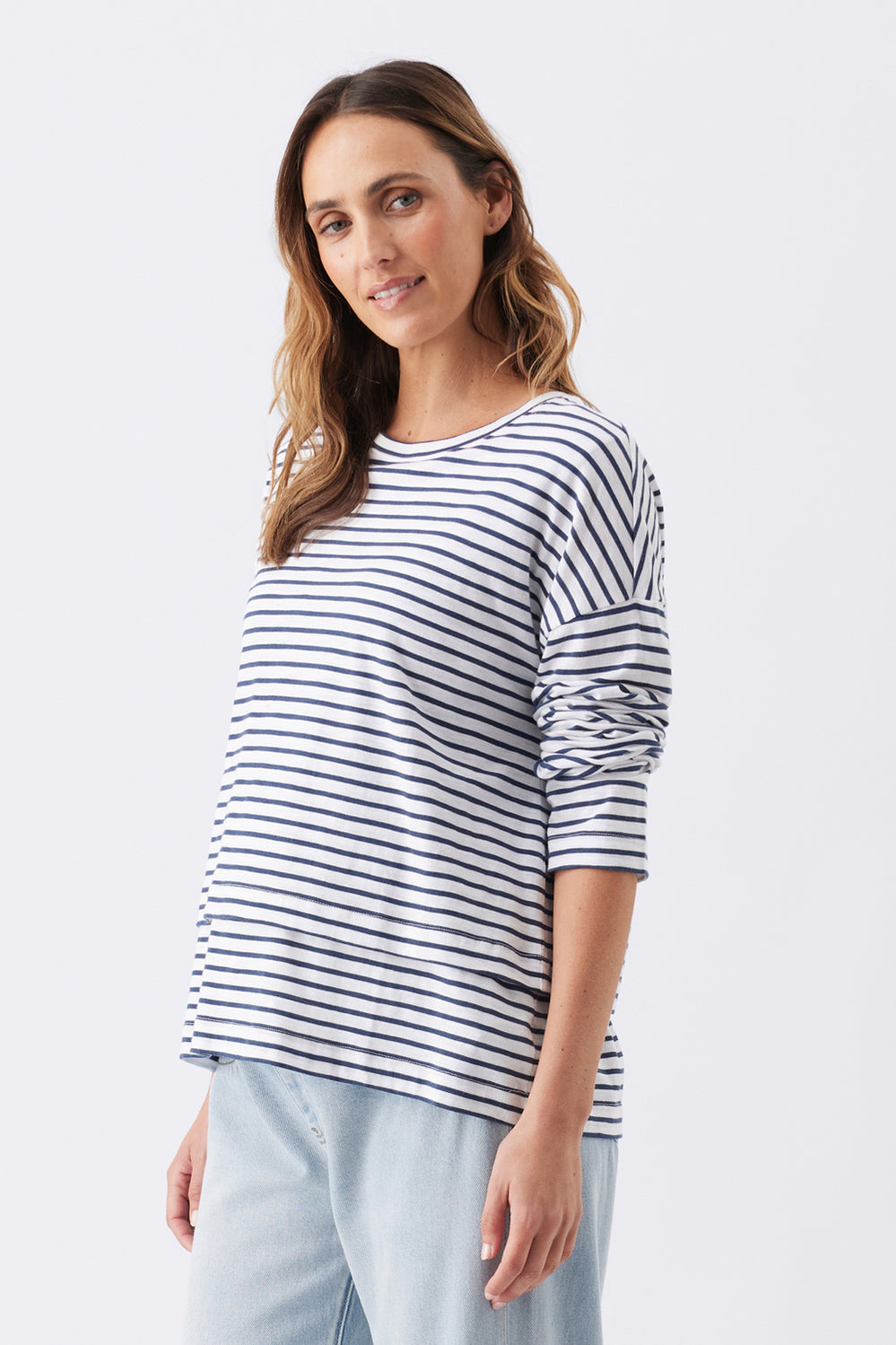 Claudette Long Sleeve Nursing Top - Navy/White - image 3