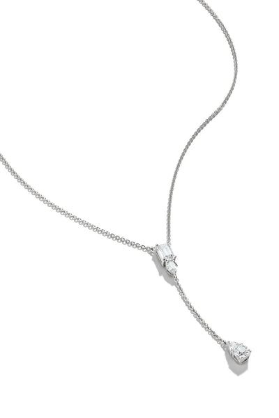 Bold Y Chain With Stones In Silver - Silver - image 2