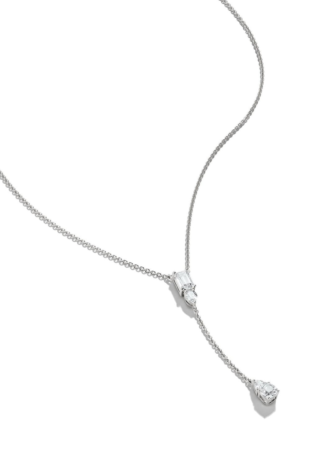 Bold Y Chain With Stones In Silver - Silver - image 2