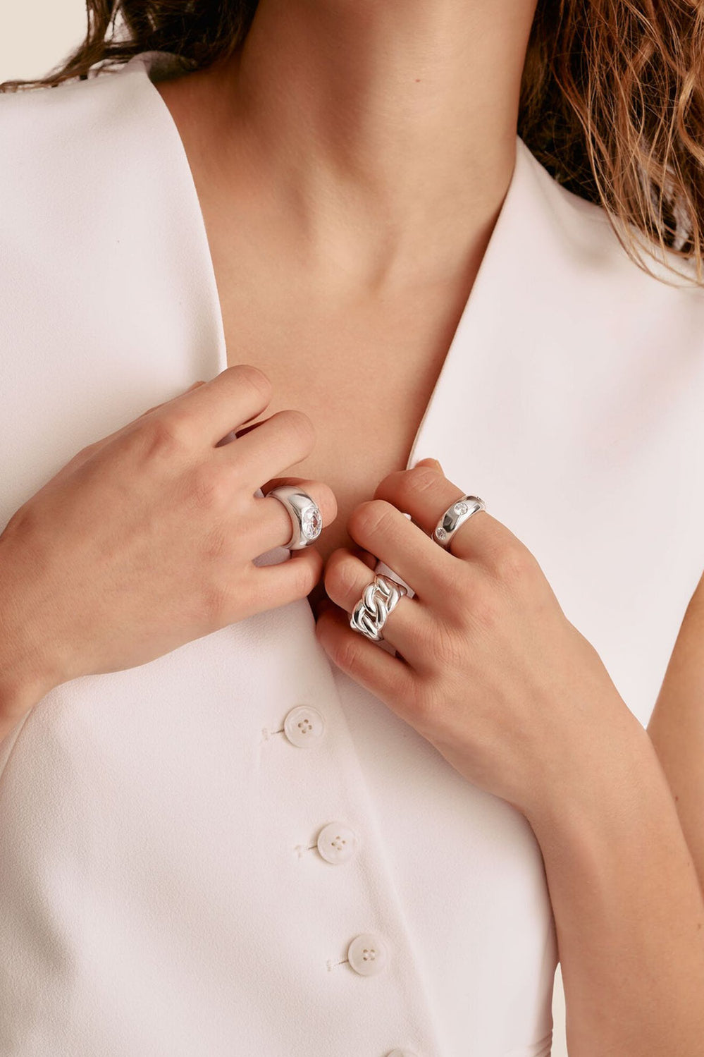 Statement Ring With Stones In Silver - Silver - image 3