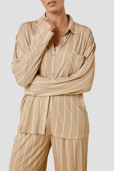 Harlow Bamboo Striped Pj Set - Biscuit - image 4