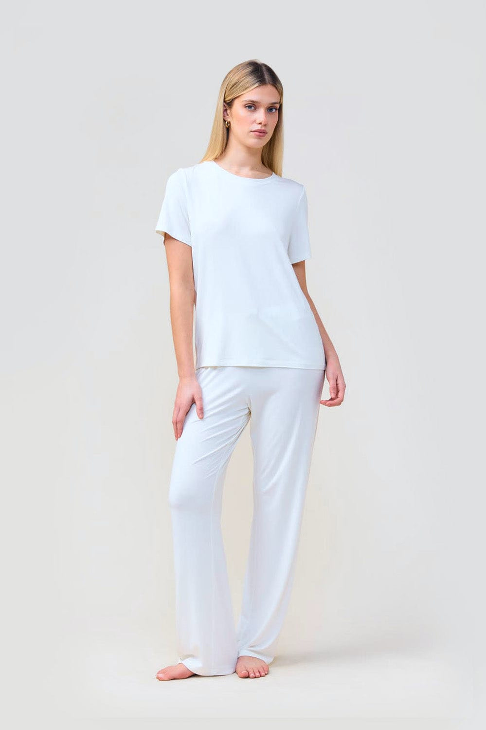 Inez Bamboo Pant With Stripe - Ecru - image 2