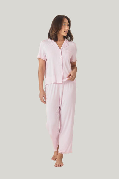 Dianne Bamboo Long Pj Set With Lace - Pink - image 4