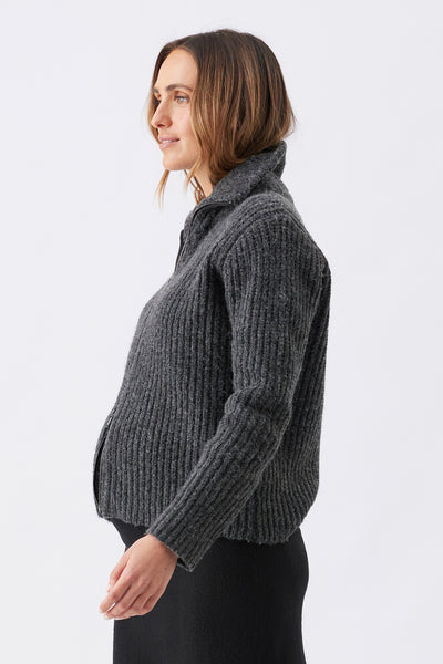 Layla Zip Through Maternity Knit - Charcoal - image 4