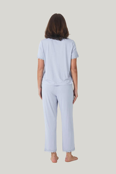 Dianne Bamboo Long Pj Set With Lace - Blue - image 3