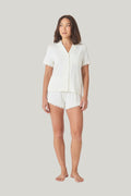 Joni Bamboo Short Set With Lace - Ecru - image 1