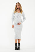 Heidi Nursing Knit Dress - Grey Marle - image 1