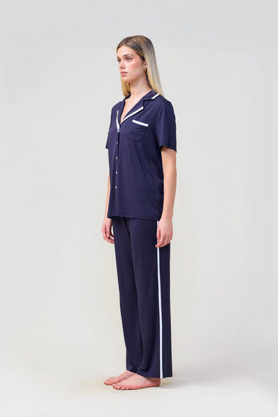 Vanessa Bamboo Long Pant Pj Set - Navy - image 2