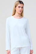 Solene Long Sleeve Top With Stripe - Ecru - image 1