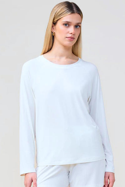 Solene Long Sleeve Top With Stripe - Ecru - image 1