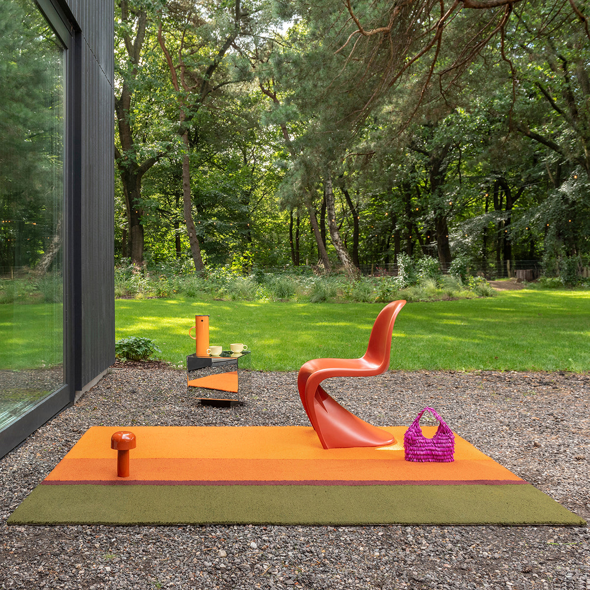 Habitat Festival Stripe Orange Outdoor Rug 350x250cm - Dark Green - image 2