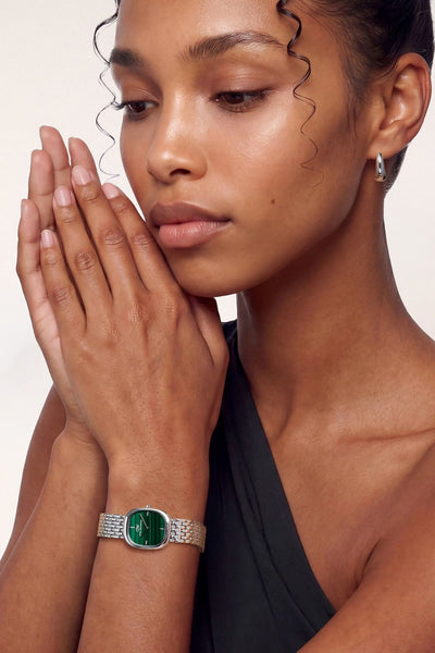 Corta Malachite Grain-link Silver Watch - Silver - image 2