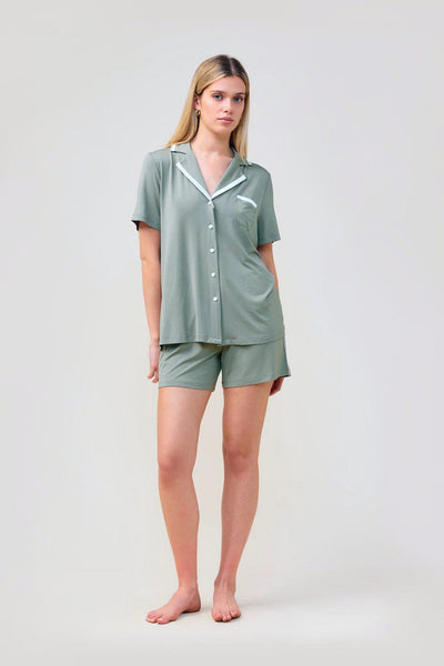 Allegra Short Bamboo Pj Set - Olive - image 1