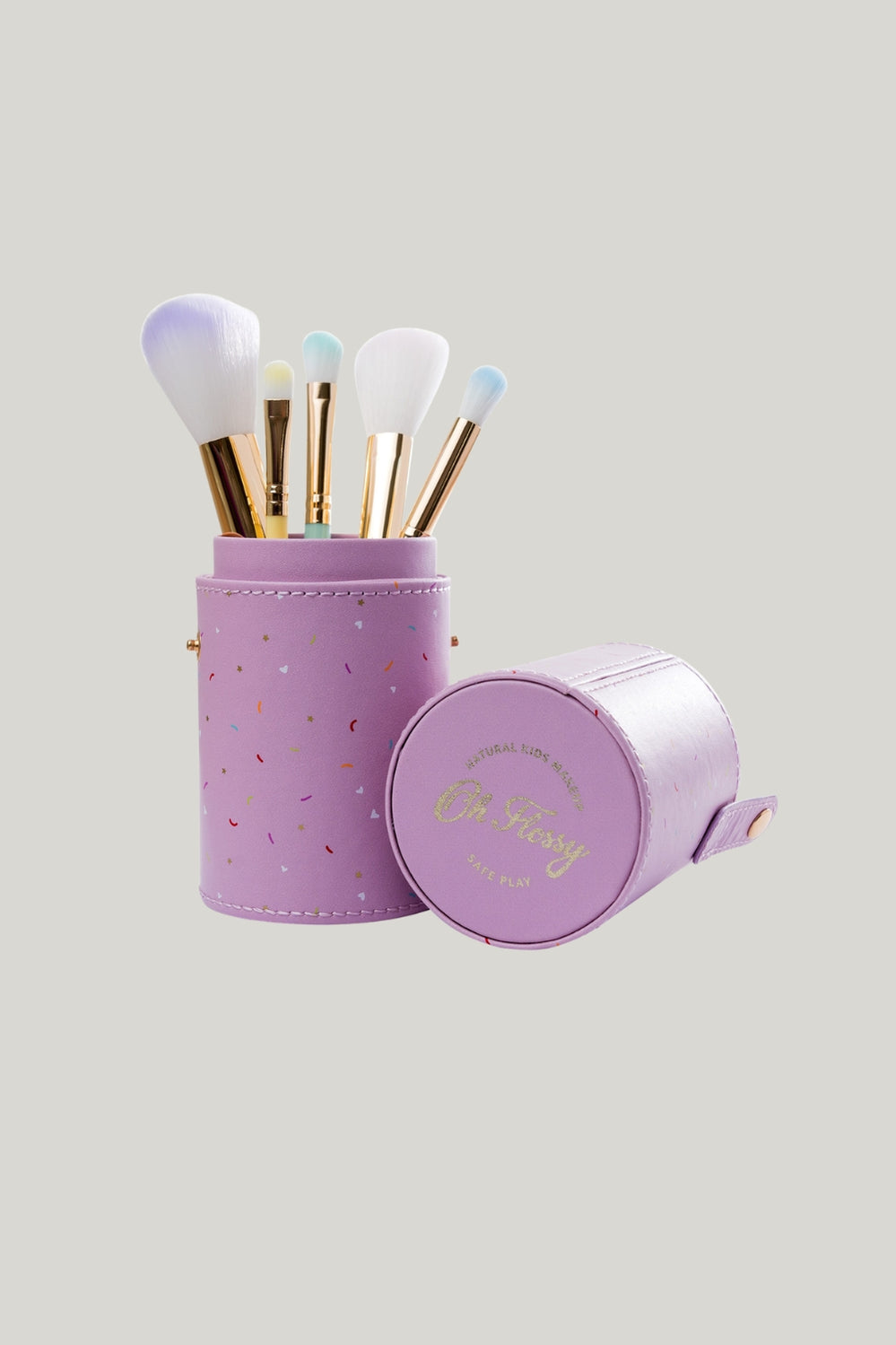 5-piece Rainbow Makeup Brush Set - Purple - image 1