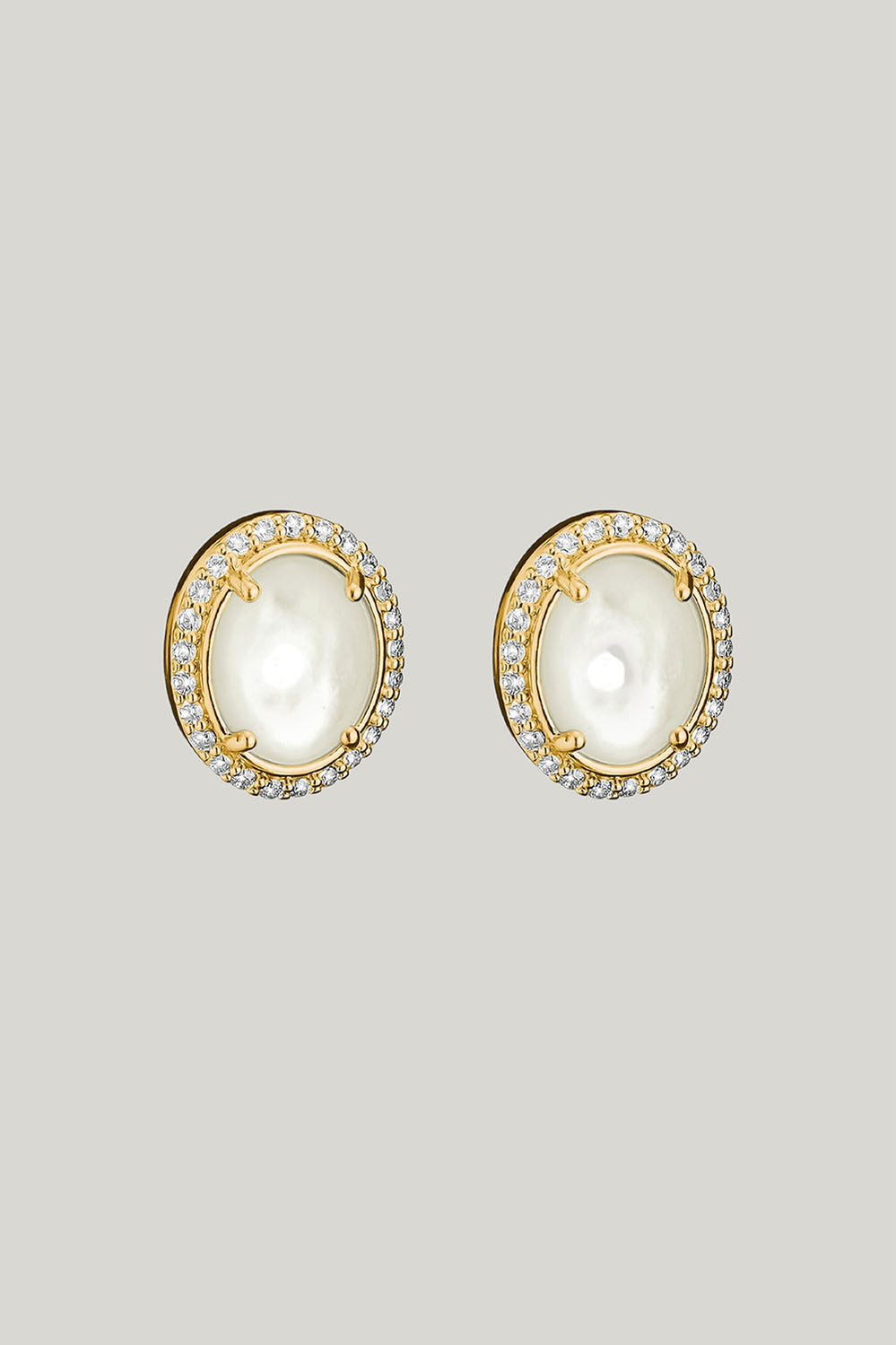 Ear Studs Mother-of-pearl With Zirconia In Gold - Gold - image 1