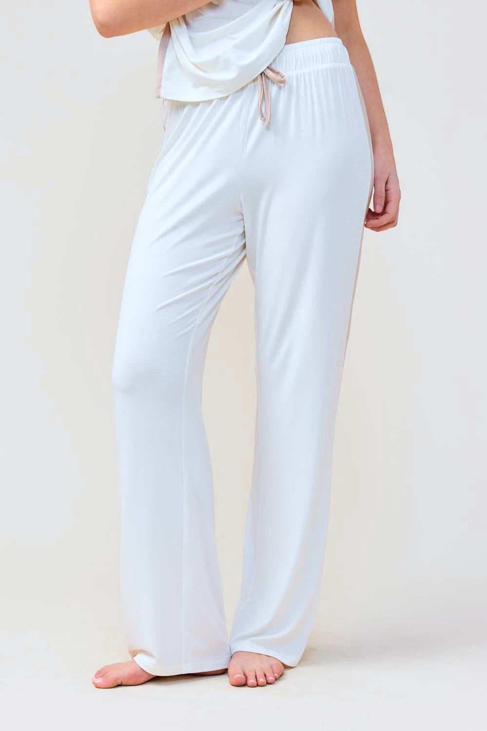 Inez Bamboo Pant With Stripe - Ecru - image 1