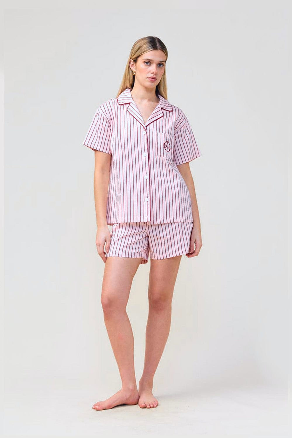 Poppy Stripe Short Pj Set - Pink - image 1