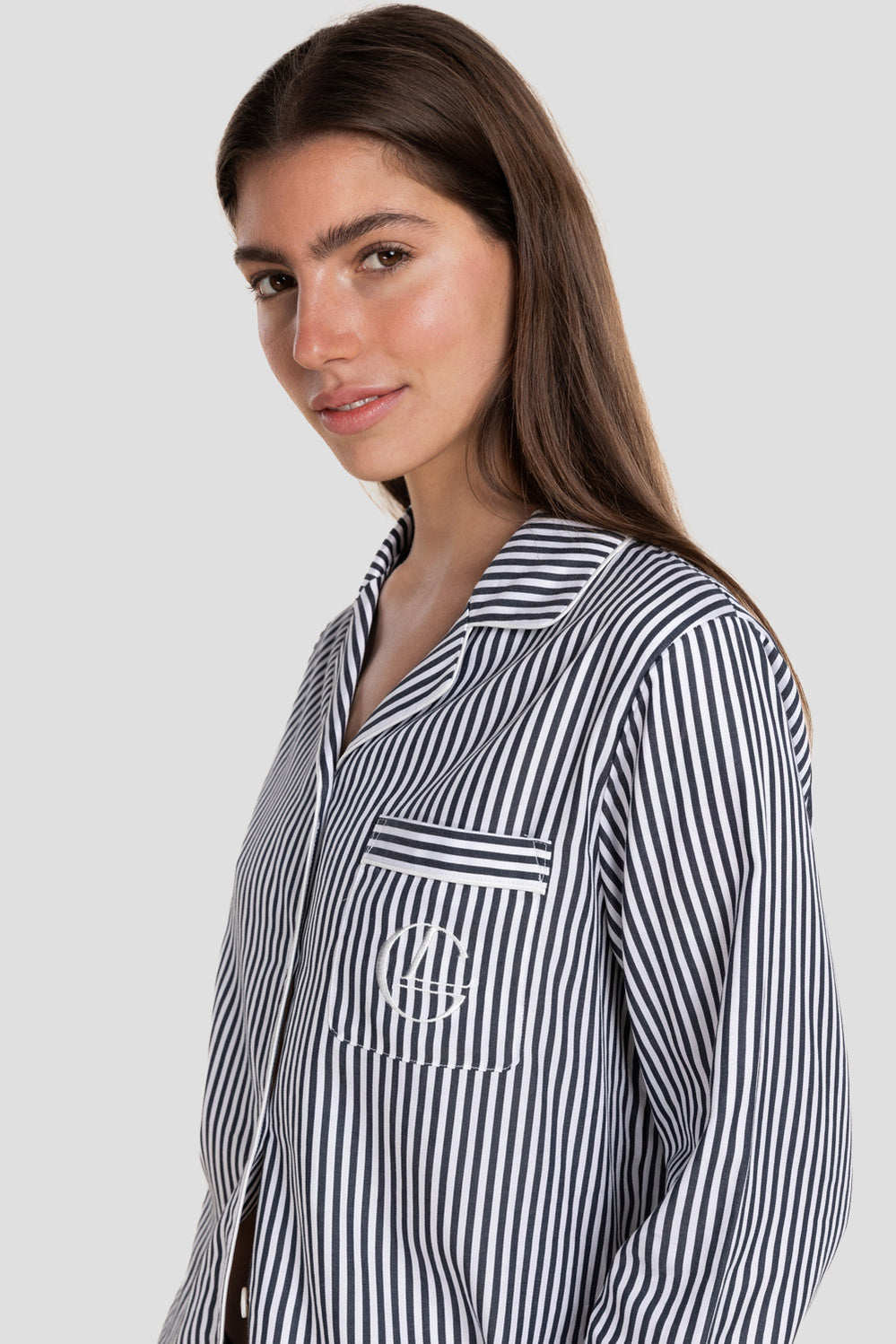 Camilla Cotton Short Pj Set - Navy Pinstripe - image 2