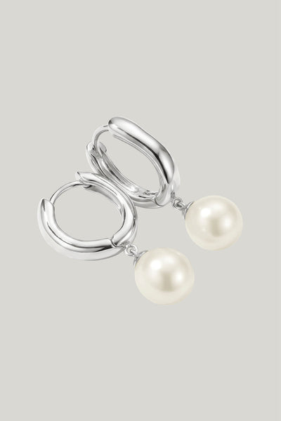 Hoop Earrings Pearl In Silver - Silver - image 4