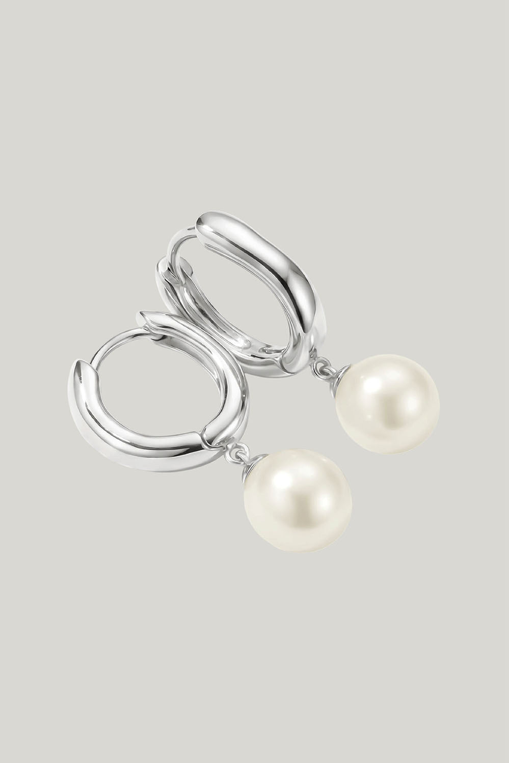Hoop Earrings Pearl In Silver - Silver - image 4